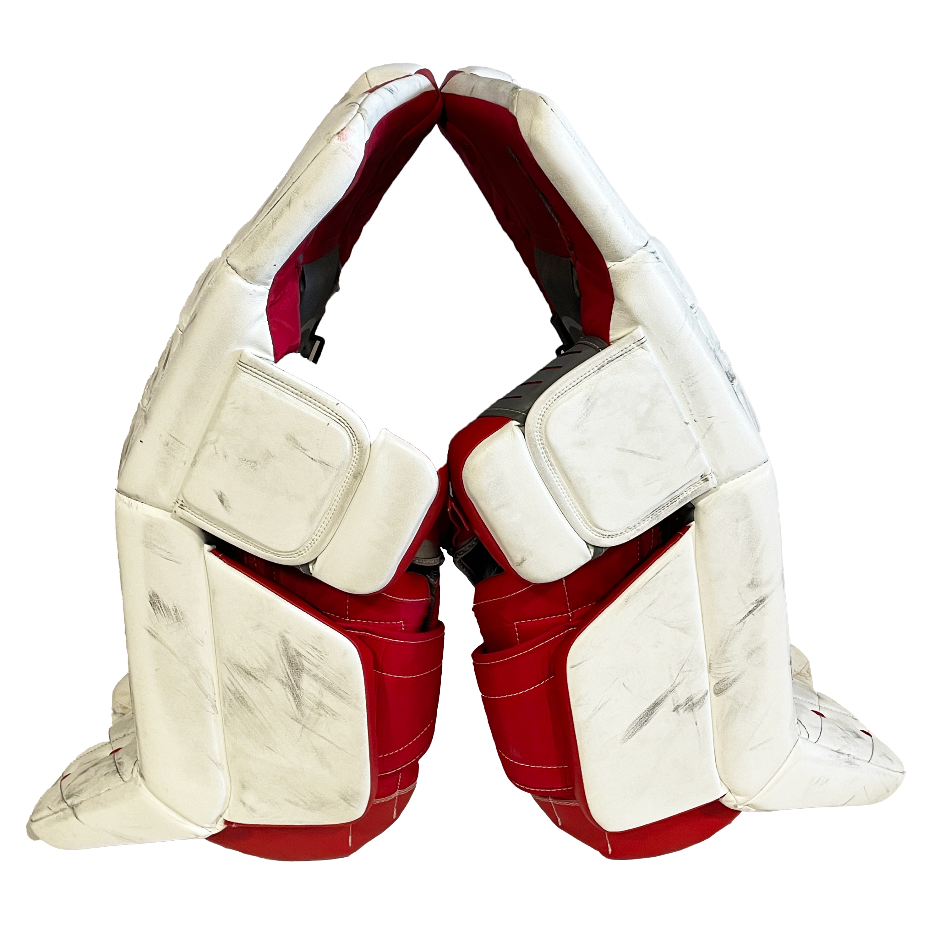 Warrior Ritual GT2 - Jambières de gardien intermédiaires d'occasion (blanc/rouge)